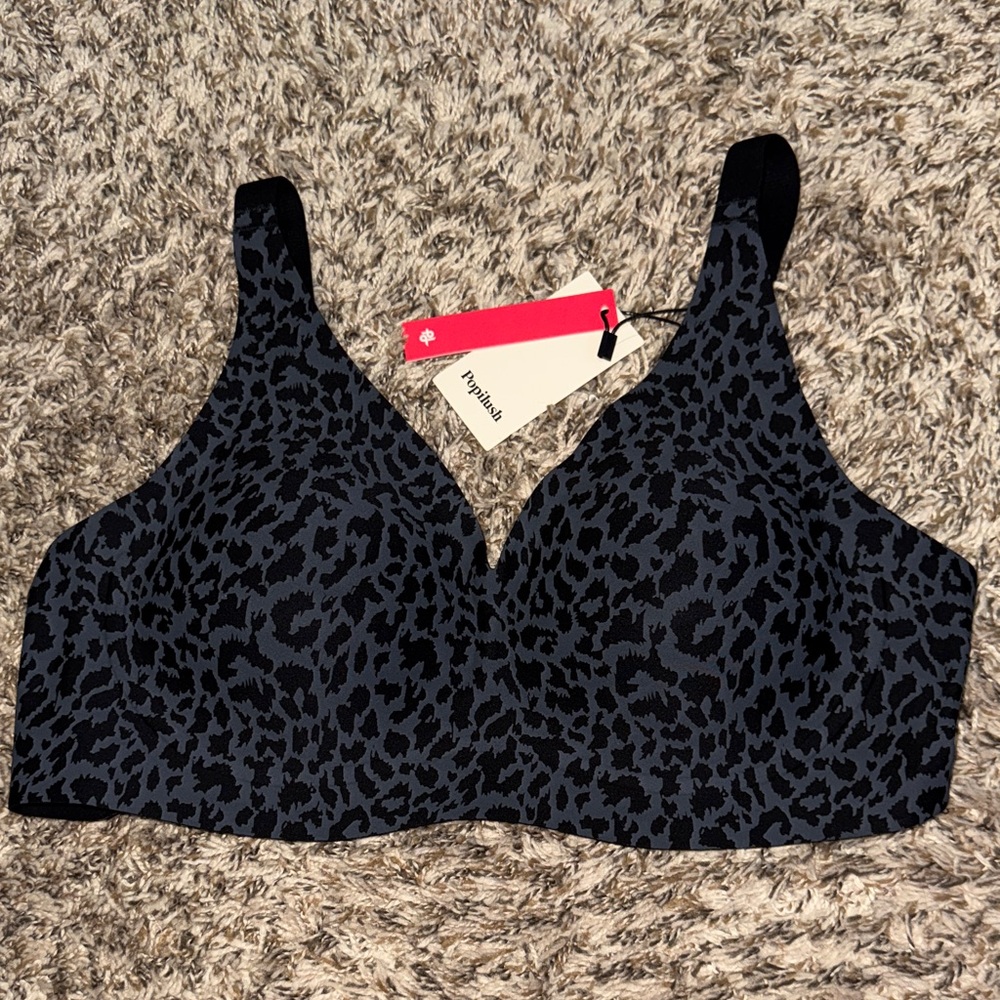 Seamless Wireless Jelly Leopard Contour Minimizer Support Bra